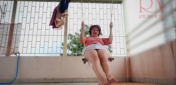 Depraved housewife swinging without panties on a swing  FULL VIDEO